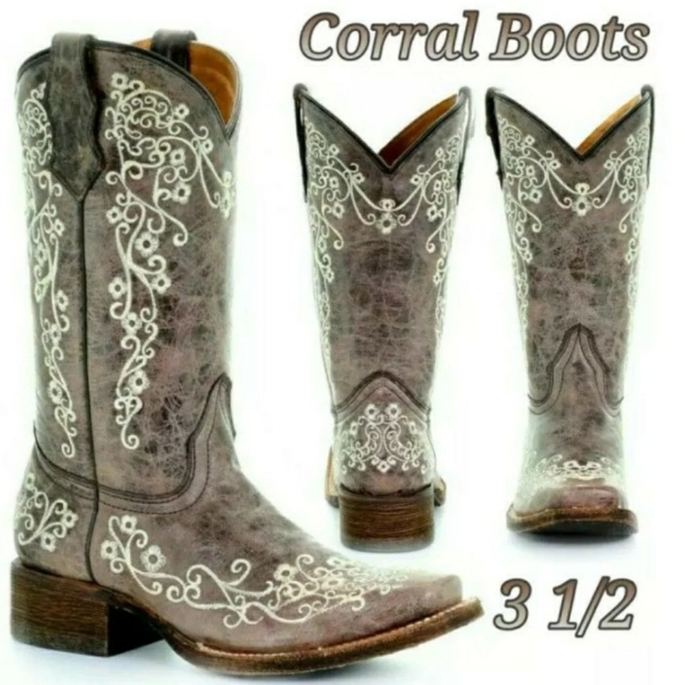 Used Teen Corral Cowgirl Boots 3.5